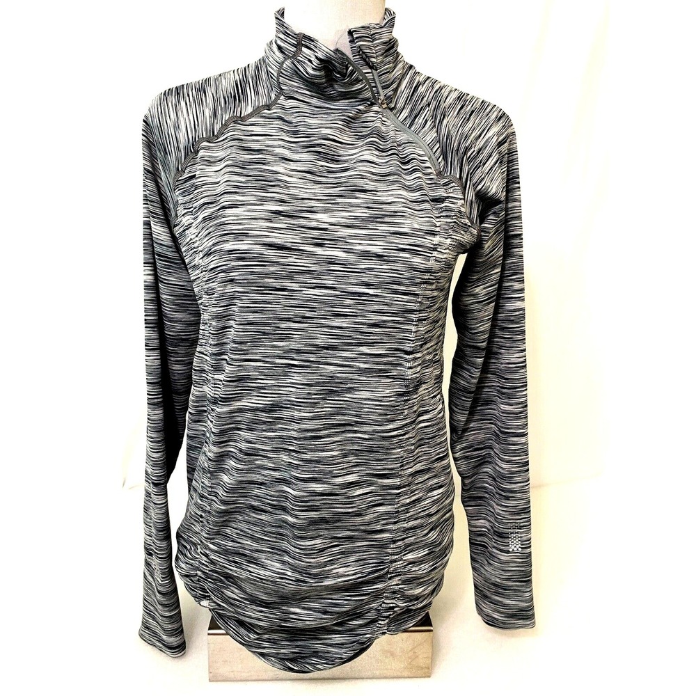 Athleta Plush Gray Tech 1/2 Zip Long Sleeve Thumbhole Running Pullover Shirt‎ L